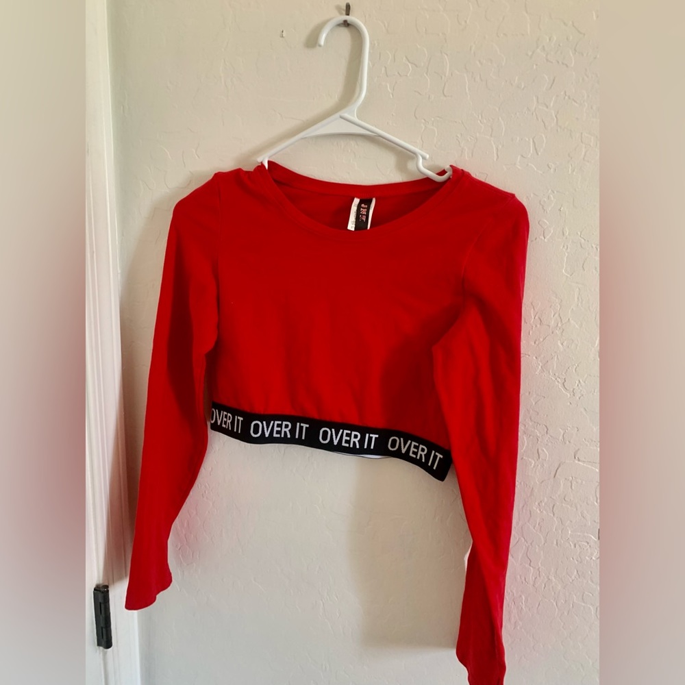 Red Tight Long Sleeve Crop Top